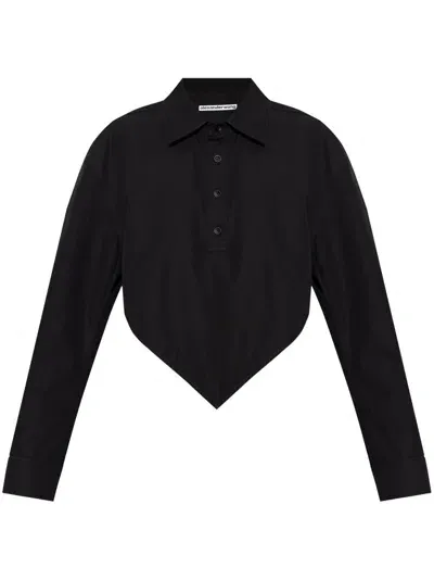 Alexander Wang Pointed Organic-cotton Shirt In Black