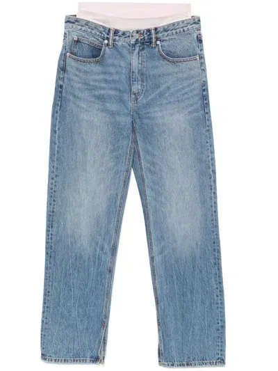 Alexander Wang Logo-embossed Boyfriend Jeans In Blue