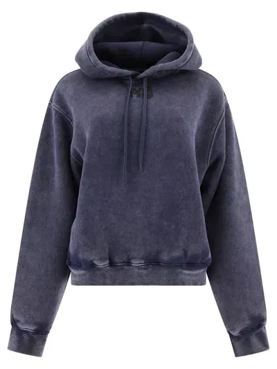 Alexander Wang Puff Logo Hoodie In Structured Terry In Blue