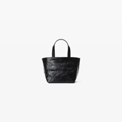 Alexander Wang Punch Small Tote In Crackle Patent Leather In Black