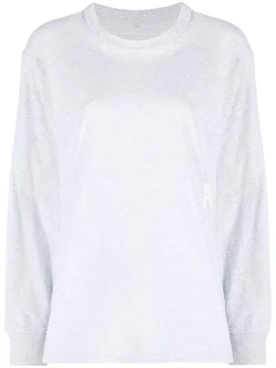 Alexander Wang Raised-logo Long-sleeve T-shirt In Grey