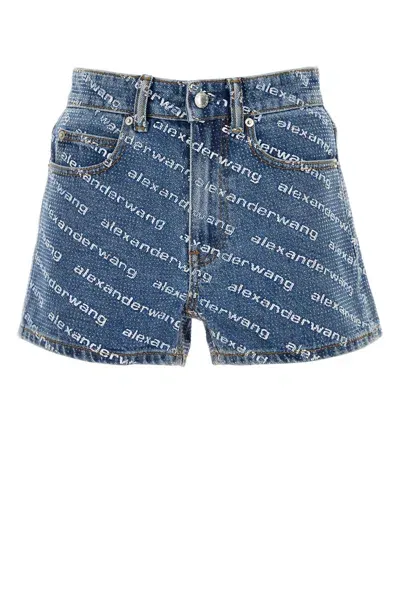 Alexander Wang Shorty  Hr Short Logo Print Clear Bead Hotfix-26 Nd  Female In Printed