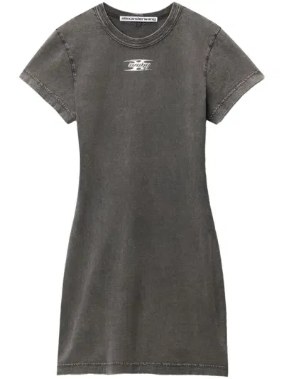 Alexander Wang Shrunken Mini T-shirt Dress In Grey