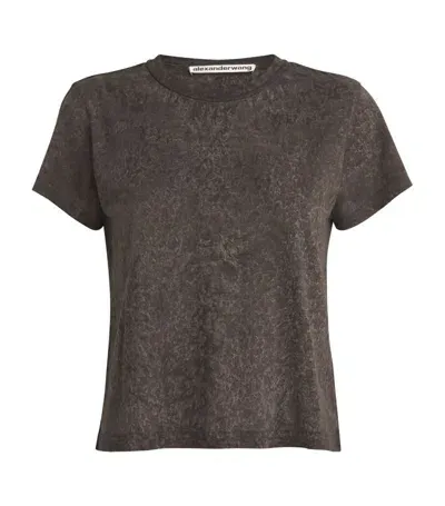 Alexander Wang Splatter Wash Logo T-shirt In Grey