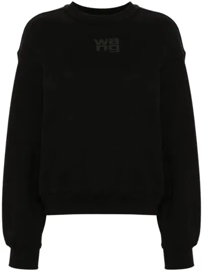 Alexander Wang Logo-embossed Cotton Sweatshirt In Black