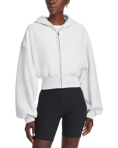 Alexander Wang T Alexanderwang. T Cropped Zippered Hoodie In Light Heather