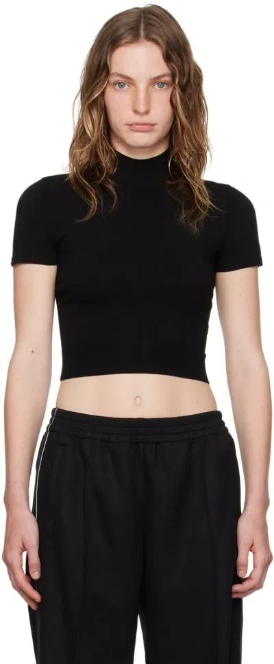 Alexander Wang T Black Logo-embossed T-shirt In Black 001