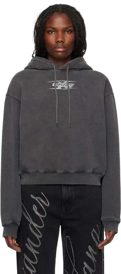 Alexander Wang T Gray Blade Logo-embossed Hoodie In 208a Washed Cedar