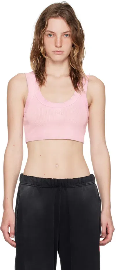 Alexander Wang T Pink Embossed Logo Tank Top In 688a Washed Pink Lac