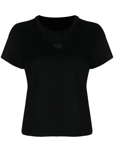 Alexander Wang T Shirt With Embossed Logo In Black