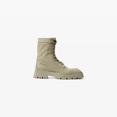 Alexander Wang Throttle Lace-up Ankle Boot In Waxed Canvas In Surplus Khaki