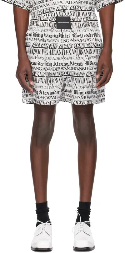 Alexander Wang White Newspaper Shorts In White/black