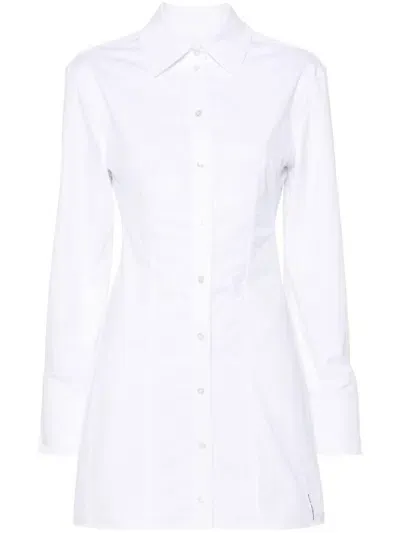 Alexander Wang Boned Shirt-style Mini Dress In White