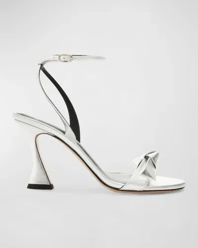 Alexandre Birman Clarita Bell 85mm Metallic Leather Sandals In Argento