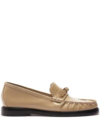 Alexandre Birman Clarita Laser Leather Loafers In Semolina