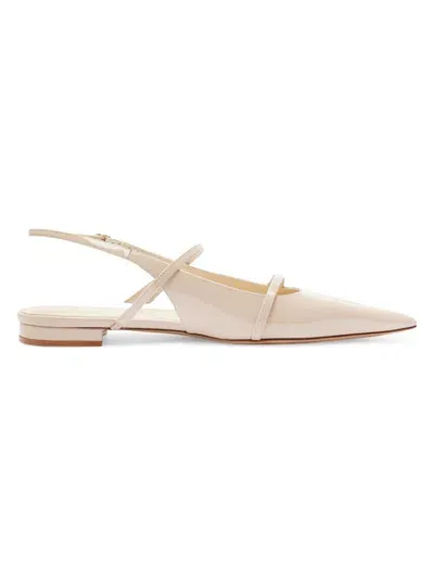 Alexandre Birman Tita Patent Slingback Ballerina Flats In Semolina