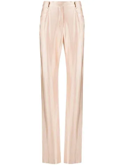 Alexandre Vauthier Satin High-waisted Trousers In Pink