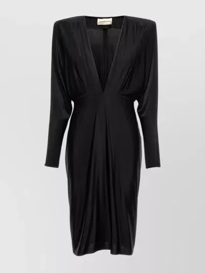 Alexandre Vauthier Satin Midi Dress In Black