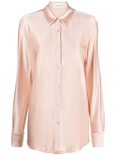 Alexandre Vauthier Satin-finish Long-sleeved Shirt In Pink