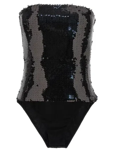 Alexandre Vauthier Sequin Embellished Strapless Stretch Bodysuit In Black