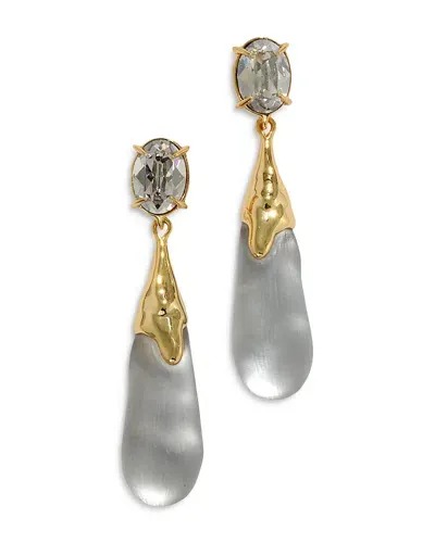 Alexis Bittar Bonbon Crystal & Lucite Tear Shape Drop Earrings In 14k Gold Plated