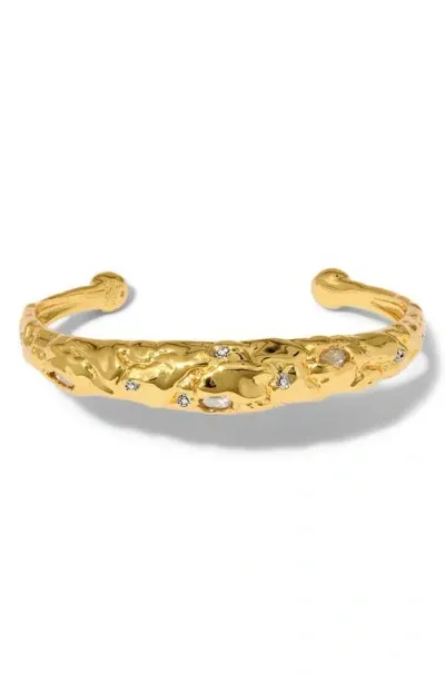 Alexis Bittar Brut Crystal Molten Cuff Bracelet In Gold