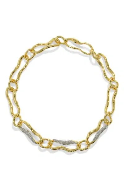 Alexis Bittar Brut Curved Link Necklace In Gold