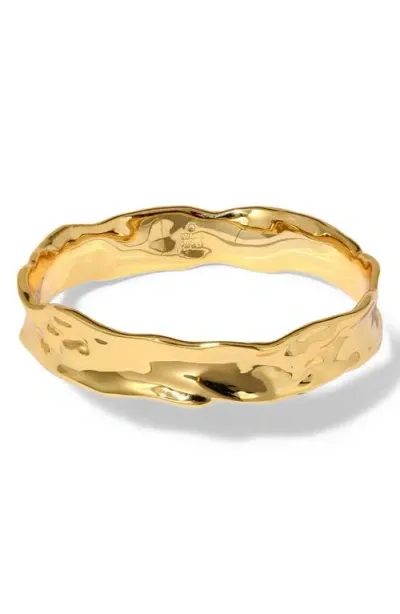 Alexis Bittar Brut Textured Strap Bangle In Gold