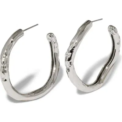 Alexis Bittar Brut Textured Tube Hoop Earrings In Metallic