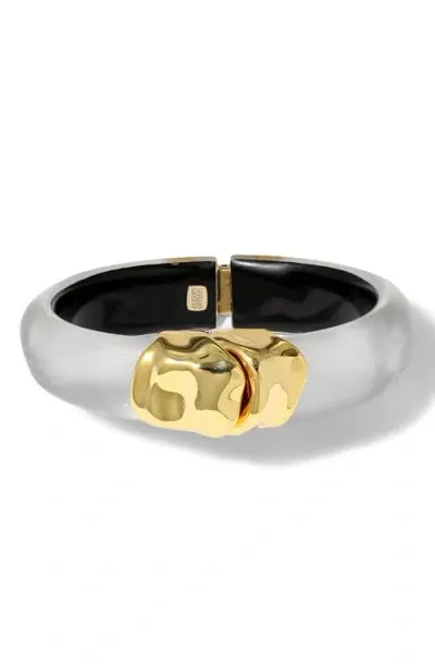 Alexis Bittar Essentials Molten Hinged Bangle In Pewter