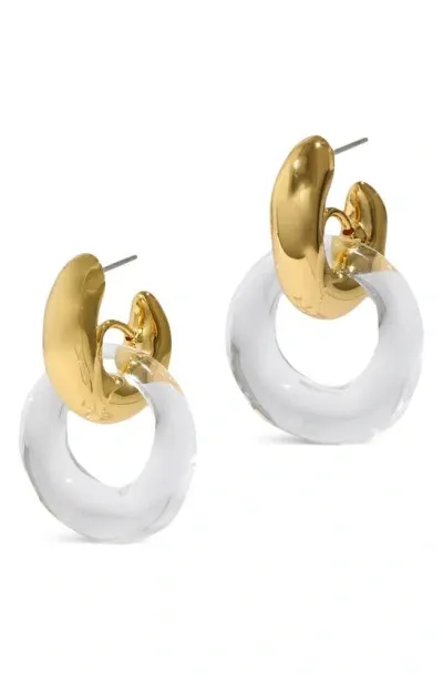 Alexis Bittar Liquid Lucite Door Knocker Earrings In Clear/gold