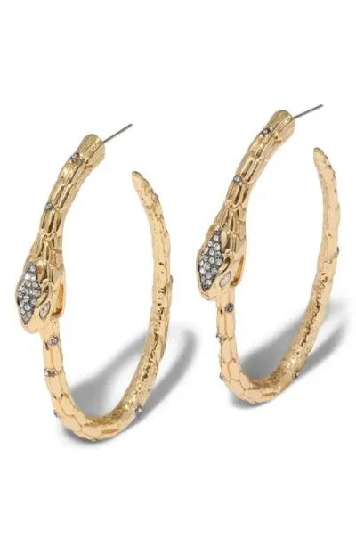 Alexis Bittar Serpent Crystal Hoop Earrings In Gold Crystals