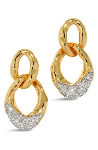 Alexis Bittar Solanales Large Crystal Link Drop Earrings In Gold