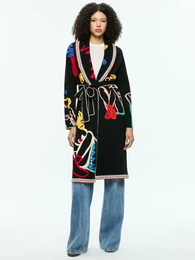 Alice And Olivia A+o X Tom Wesselmann Astrid Cardigan In Natural Beauty