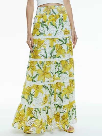 Alice And Olivia Aisha Broderie-anglaise Skirt In Yellow