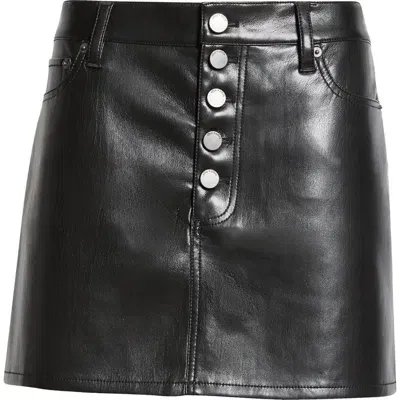 Alice And Olivia Alice + Olivia Joss Button Front Faux Leather Miniskirt In Black