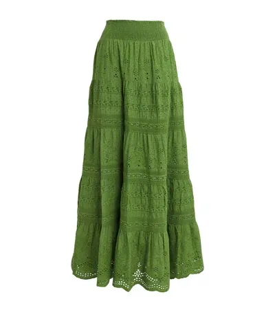 Alice And Olivia Cotton Tiered Aisha Skirt In Green