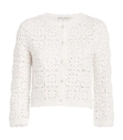 Alice And Olivia Crochet Anderson Cardigan In White