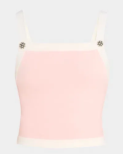 Alice And Olivia Dandi Knit Tank Top In Pearl Blush/soft Whi