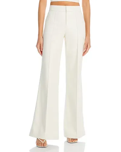 Alice And Olivia Dylan High Waist Wide Leg Pants In Ecru Vegan Leather