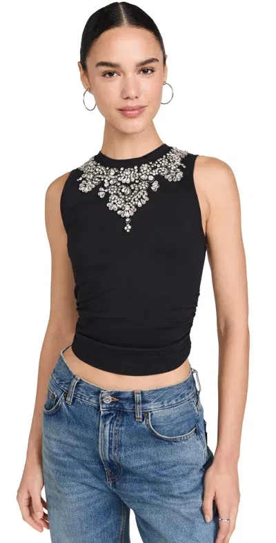 Alice And Olivia Kappa Embellished Cropped Tank Black