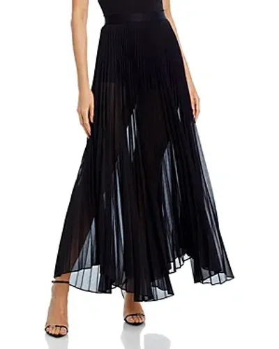 Alice And Olivia Katz Sunburst Pleat Maxi Skirt In Black