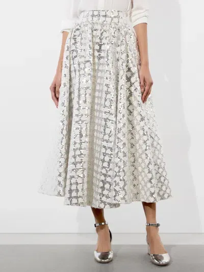 Alice And Olivia Nilda Voluminous Skirt In Off White