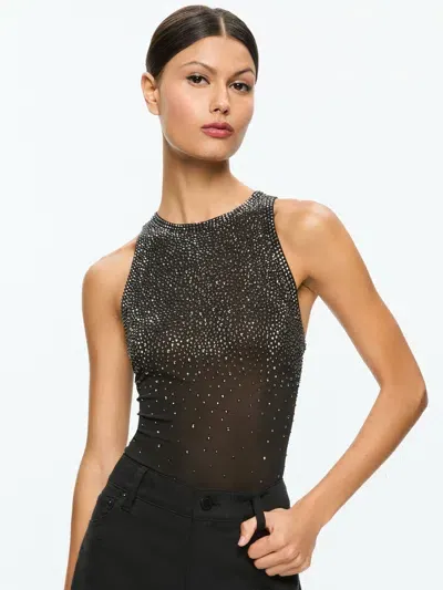 Alice And Olivia Pania Embellished Top In Black