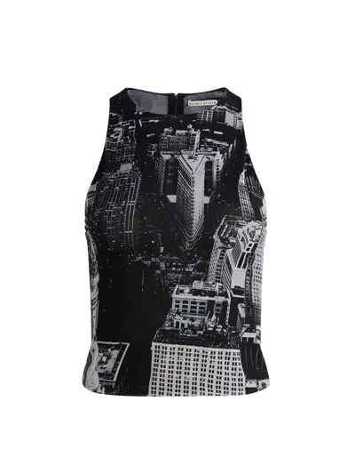 Alice And Olivia Pania Racerback Cropped Top In Cityscape