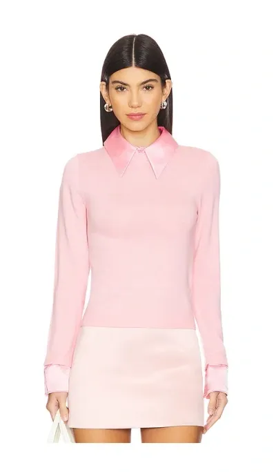 Alice And Olivia Porla Collared Sweater In Rose Quartz