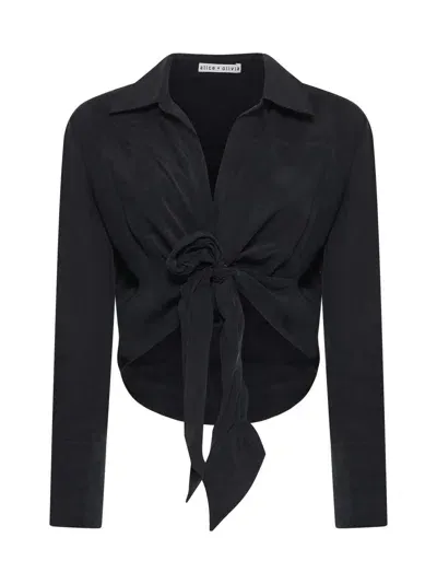 Alice And Olivia Tie-fastening Long-sleeve Blouse In Black