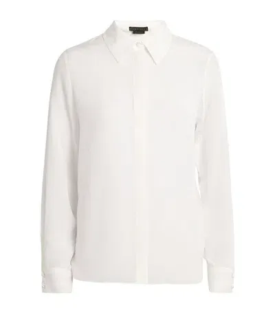 Alice And Olivia Finely Open-back Silk Shirt In Weiss