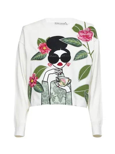 Alice And Olivia Alice + Olivia Sweaters In Soft White Multi