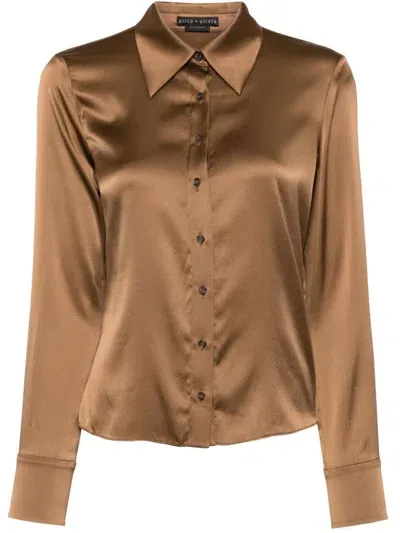 Alice And Olivia Willa Shirt In Braun